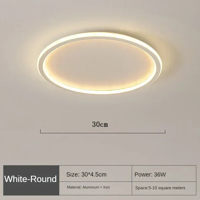 Runde LED-Deckenleuchte, weiß, 30 cm, 36W, Aluminium, Eisen, für 5-10 m² Räume.