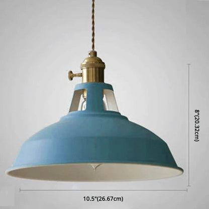 Blaue industrielle Hängelampe aus Metall, Vintage-Stil, 26,67 cm Durchmesser, 20,32 cm Höhe.