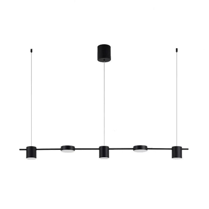 Moderne schwarze LED-Pendelleuchte, minimalistisch, 4-flammig, für Esszimmer oder Büro.