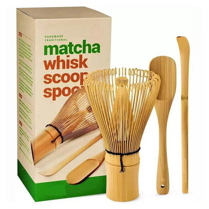 Traditioneller Matcha-Besen aus Bambus mit Löffel und Schaufel, Teezubehör-Set.