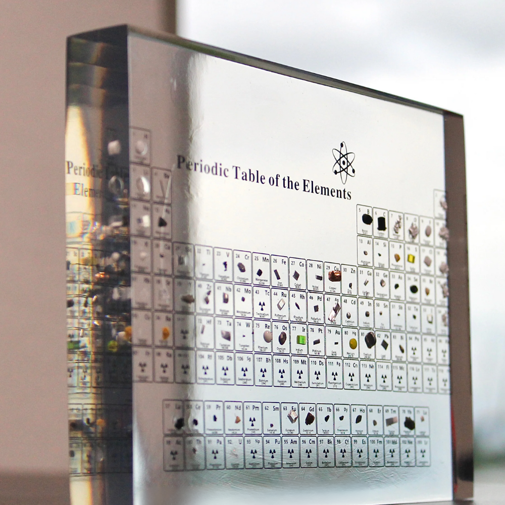Acrylblock mit Periodensystem der Elemente, transparent, dekorativ, wissenschaftliches Geschenk.