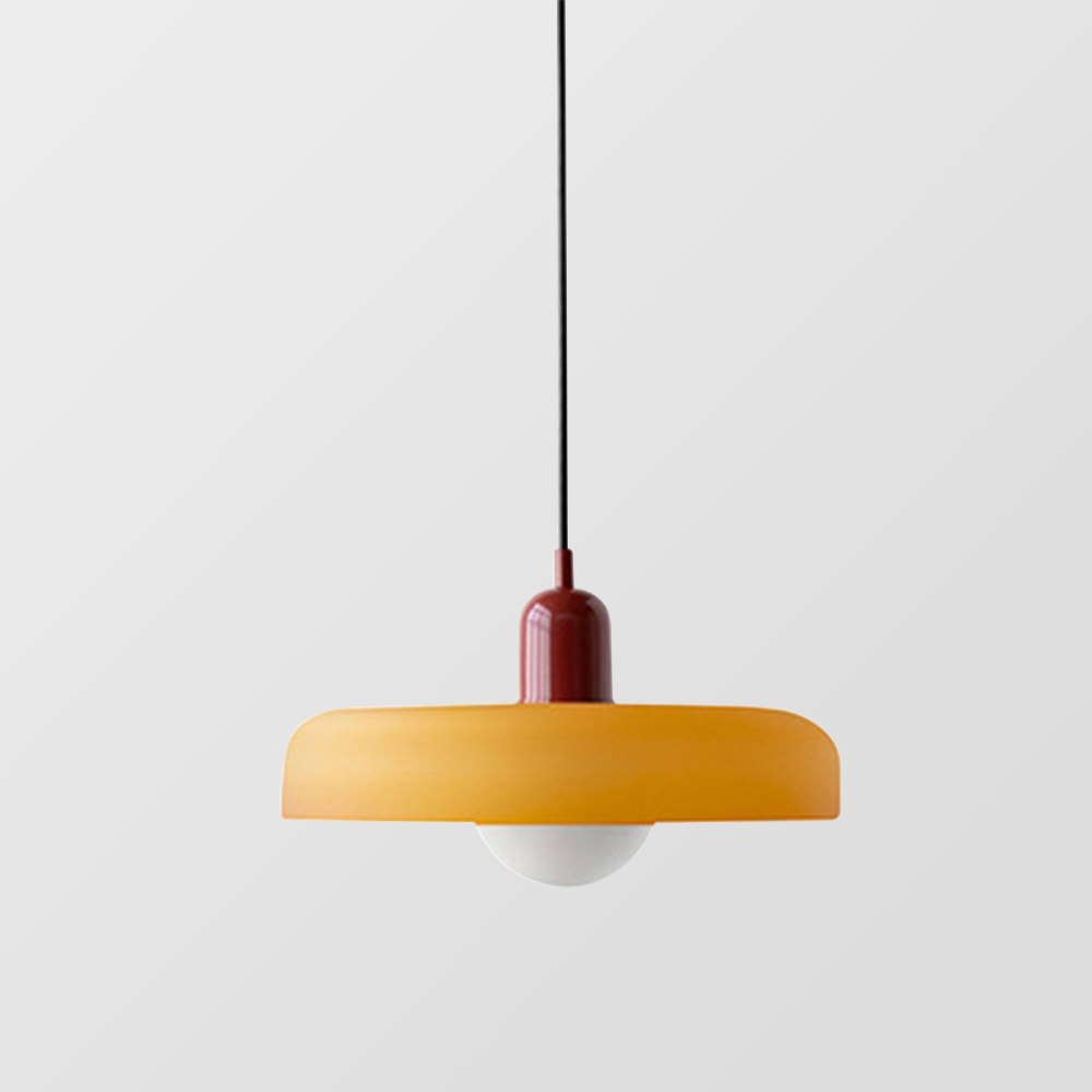 Moderne Hängelampe, orange und rot, minimalistisches Design, Innenbeleuchtung, E27 Fassung.