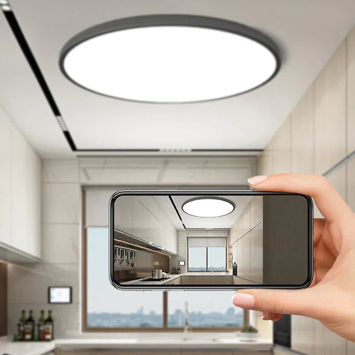 Moderne LED-Deckenleuchte rund, dimmbar, energiesparend, für Küche, Wohnzimmer.