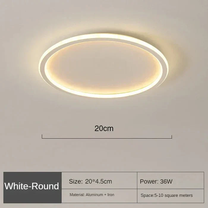 Runde LED-Deckenleuchte, weiß, 20cm, 36W, Aluminium, für 5-10m² Räume.