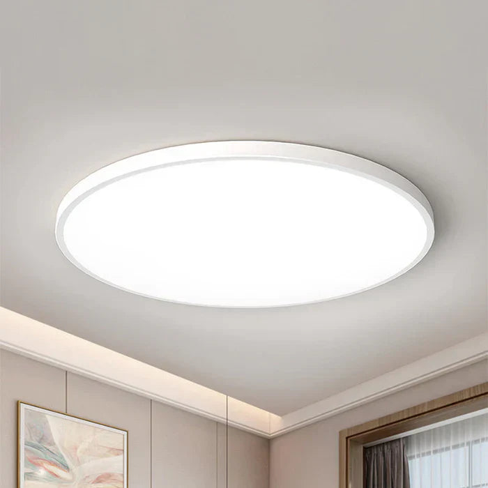 Runde LED-Deckenleuchte, weiß, modern, energiesparend, für Wohnzimmer oder Büro.