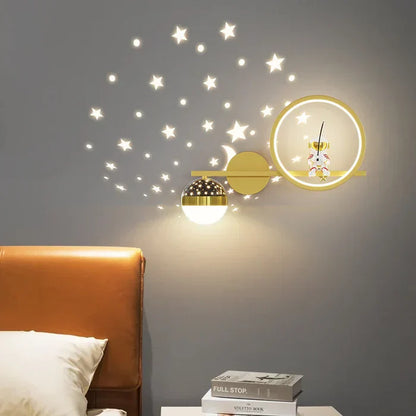Wandleuchte Kinderzimmer, LED, Sternenhimmel, gelb, modern, dekorativ, Wanddekoration.
