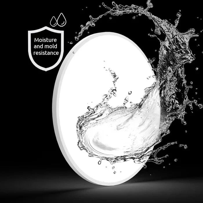 Runde LED-Deckenleuchte, wasserdicht, weiß, energiesparend, für Badezimmer geeignet.