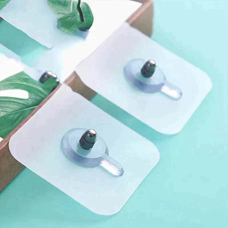 Transparente Klebehaken, selbstklebend, Kunststoff, für Wandmontage, vielseitig einsetzbar.