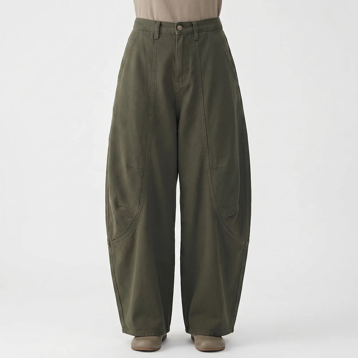 Baggy Barrel-Leg Trousers -  Shelia