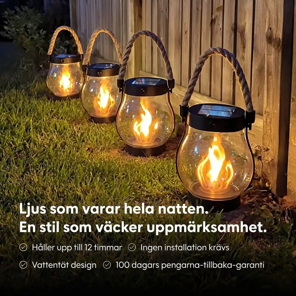 Solar Lantern Outdoor Light with Flickering Flame Effect 1