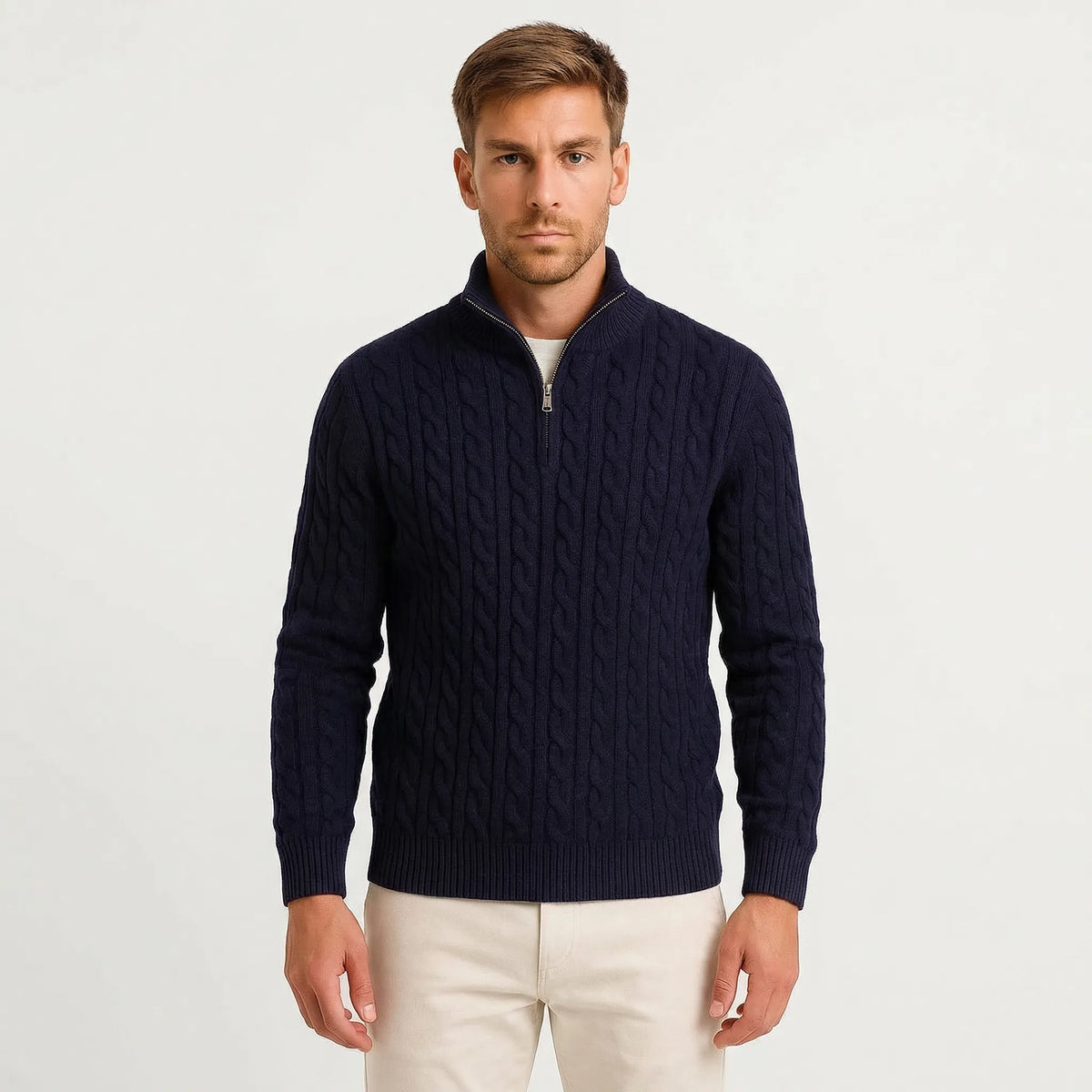 Cable-Knit Quarter-Zip Mens Jumper - Edmond