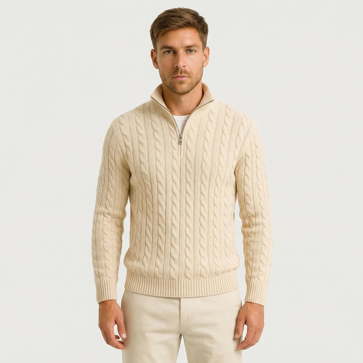 Cable-Knit Quarter-Zip Mens Jumper - Edmond