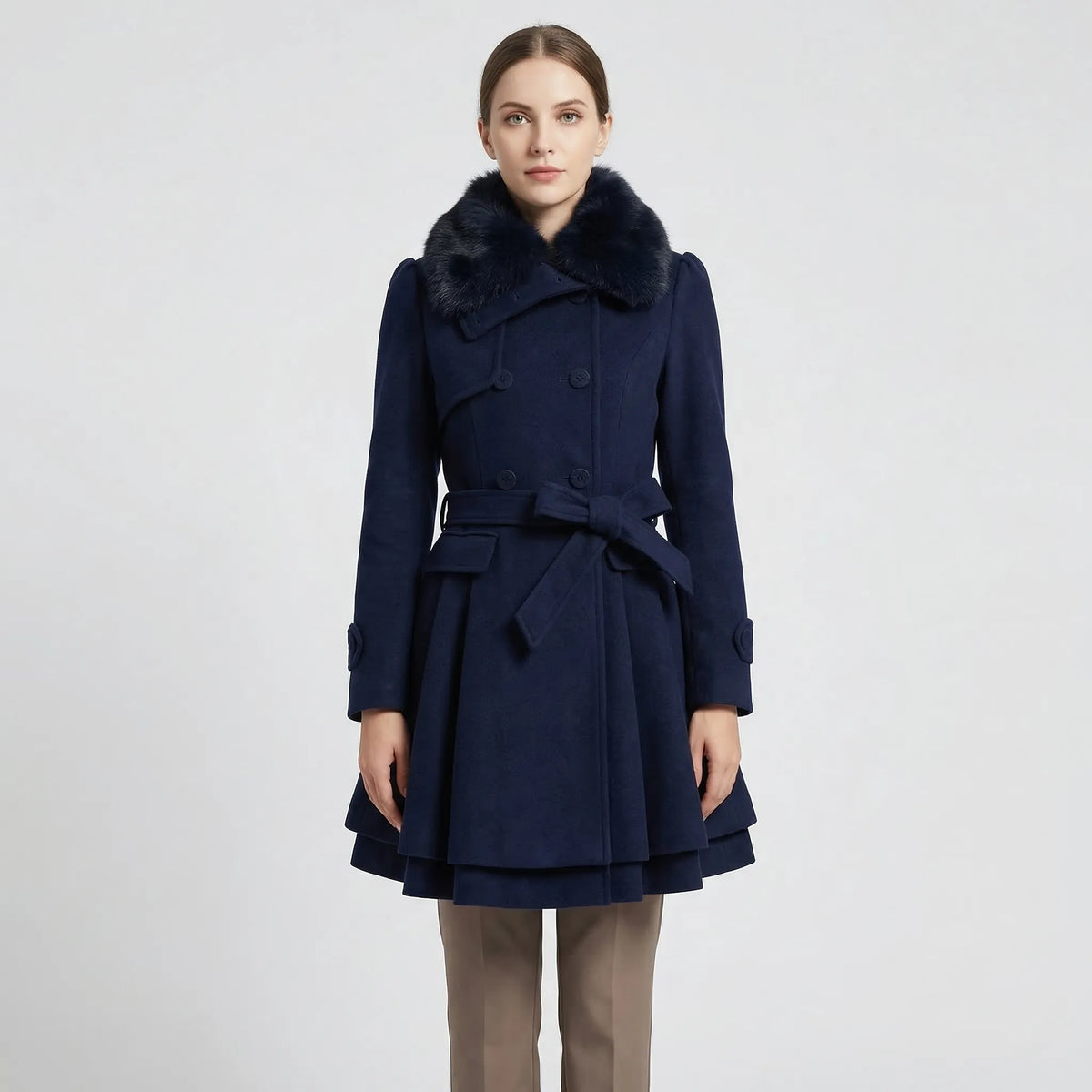 Double-Breasted Belted Winter Coat - Kristie