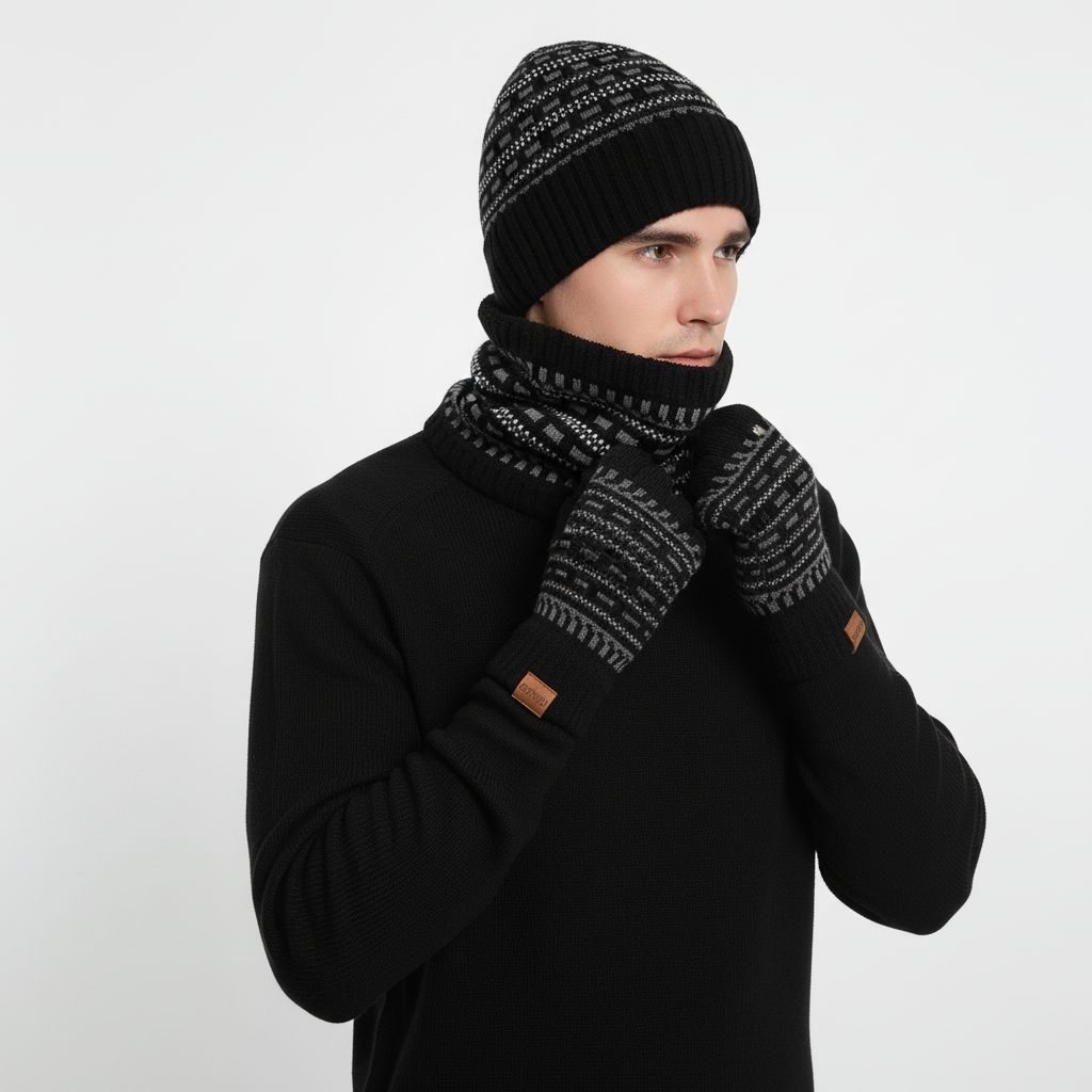 Dreiteiliges Strickset Mit Fleecefutter - Fleeceon