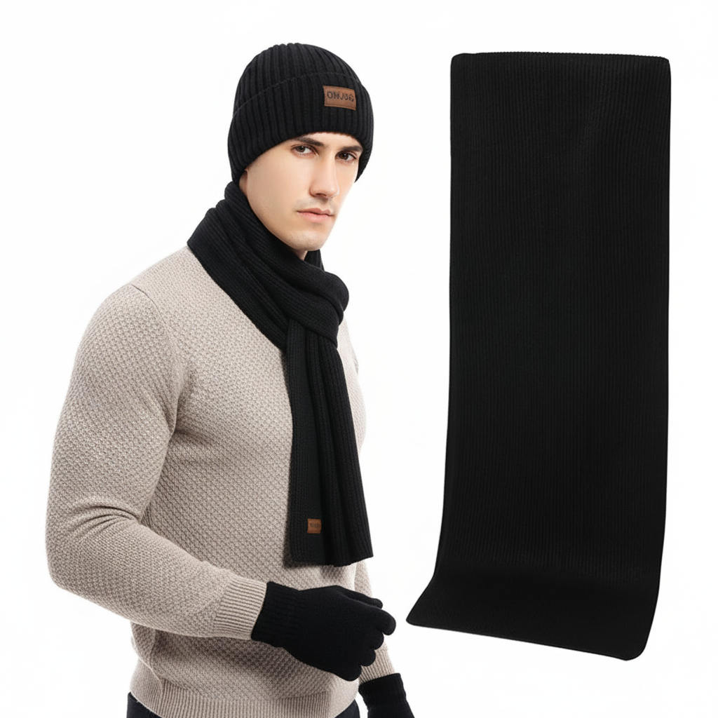 Dreiteiliges Gestricktes Winteraccessoire Set - WarmTrio