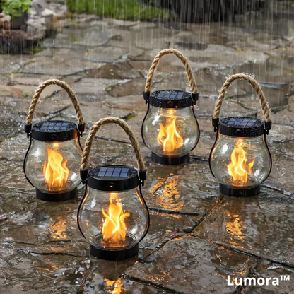 Solar Lantern Outdoor Light with Flickering Flame Effect 4