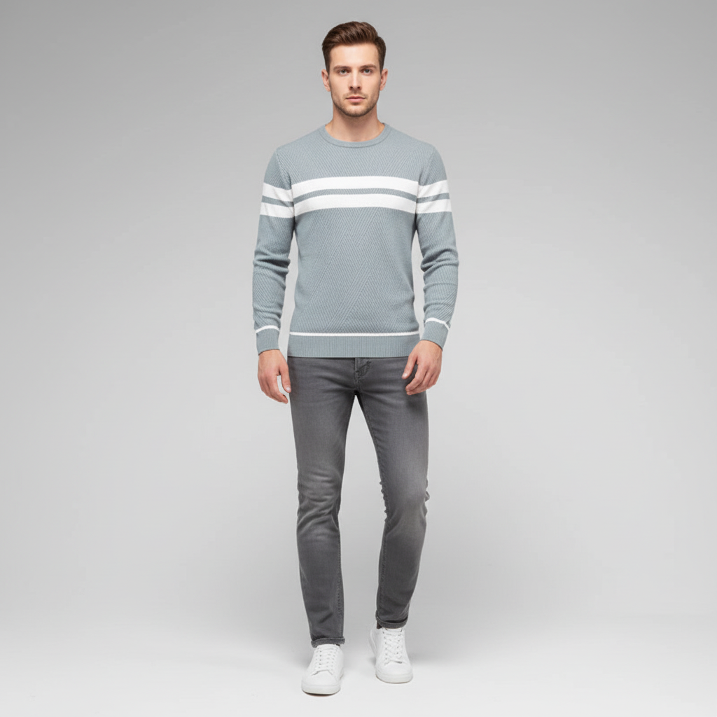 Gestreifter Herren Strickpullover - Pascal