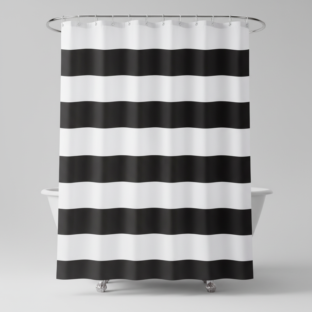 Gestreifter Textil Duschvorhang - WavePanel