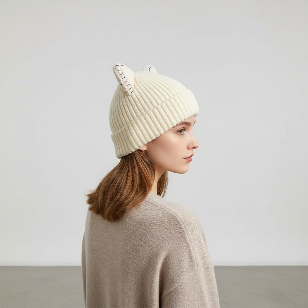 Gestrickte Wintermütze Mit Ohren - PurrHat
