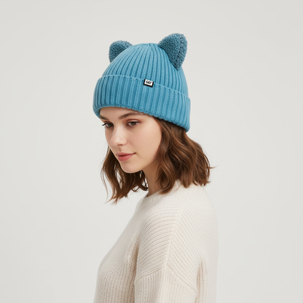 Gestrickte Wintermütze Mit Ohren - PurrHat