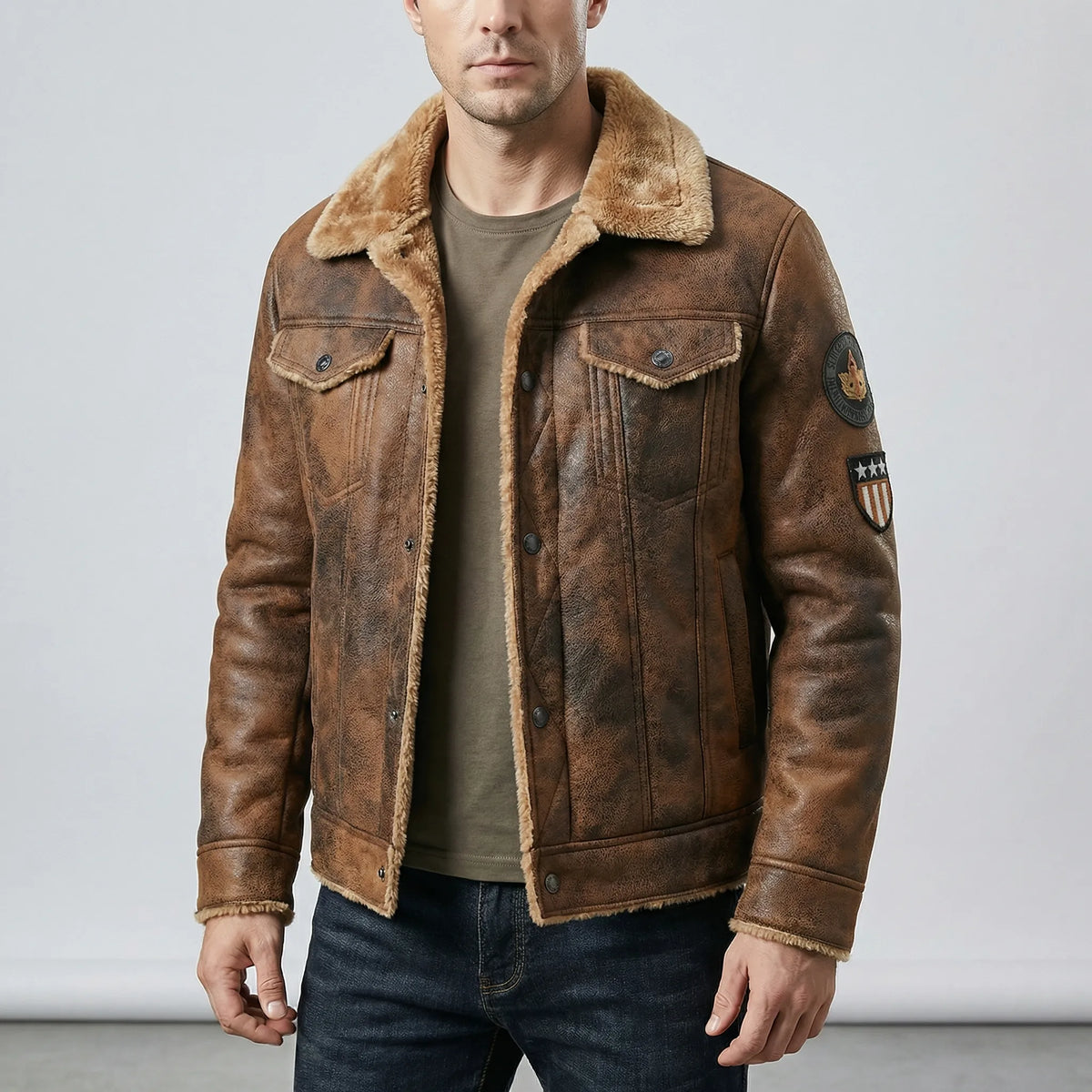 Herren-Bikerjacke Im Klassischen Stil - Mio