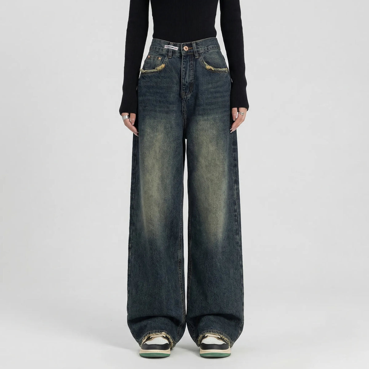 High-Waist Wide-Leg Baggy Jeans - Rosa