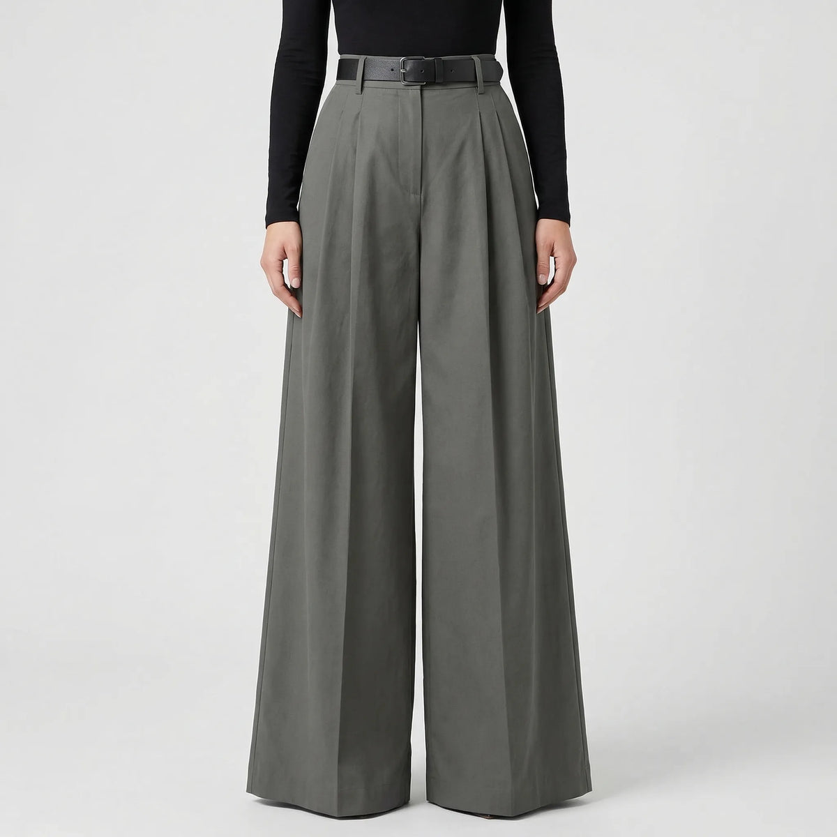 High-Waisted Wide-Leg Palazzo Trousers - Jane