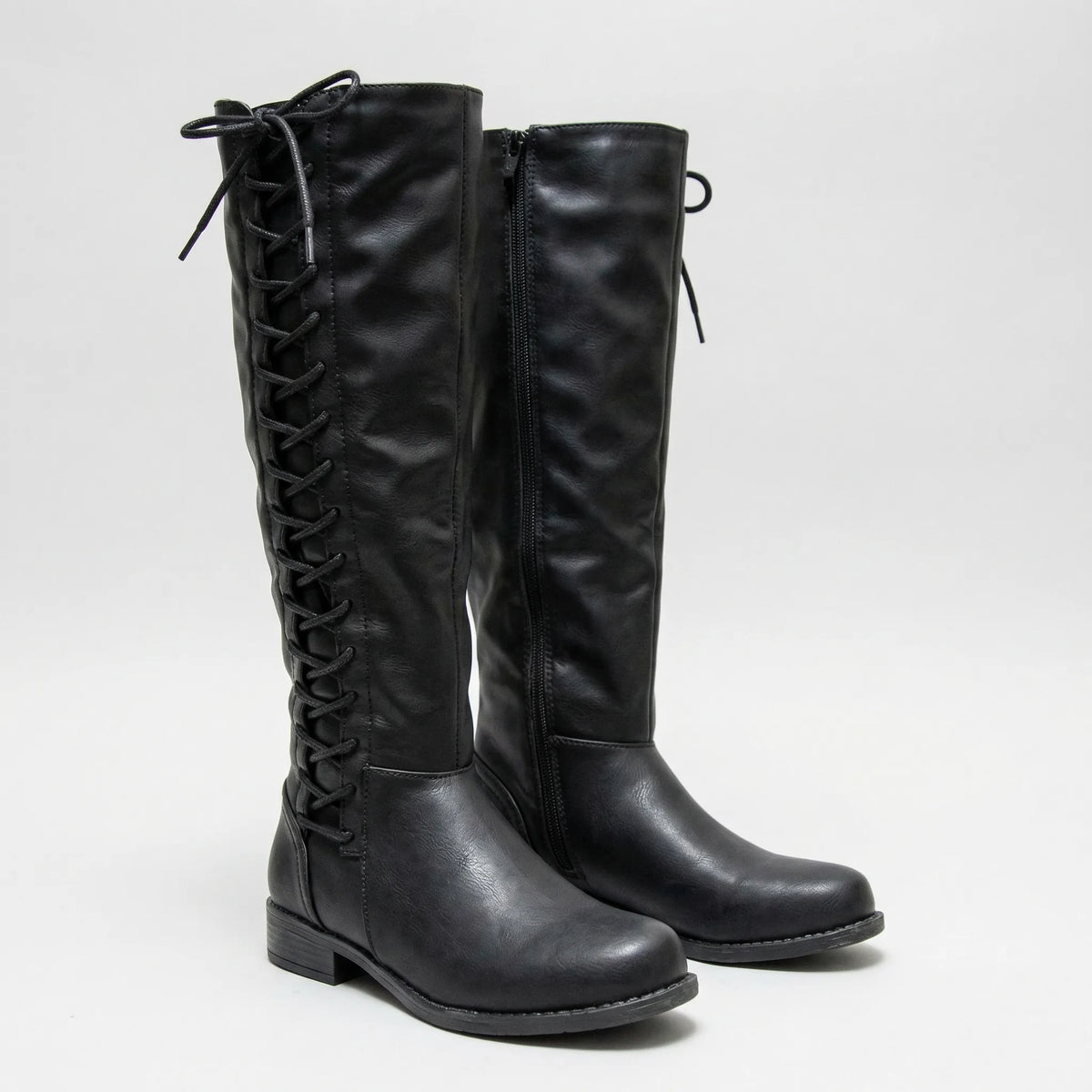 Knee-High Lace-Up Side Boots - Joyce