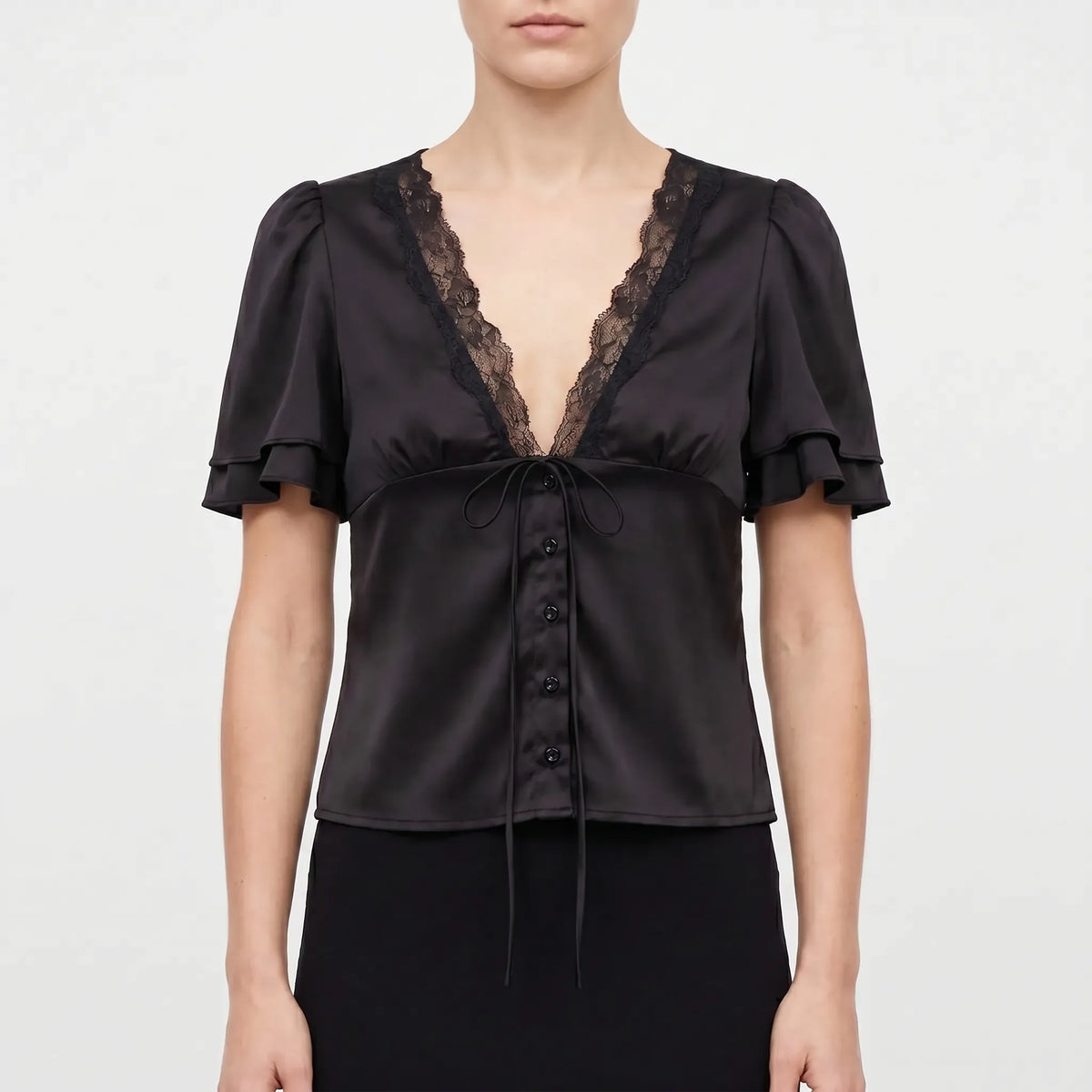 Lace Trim Blouse -  Beverly