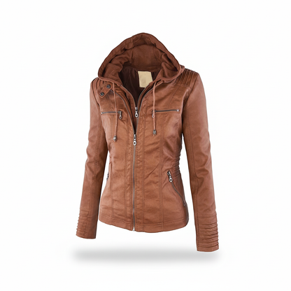 Lederjacke Mit Kapuze -  Elke