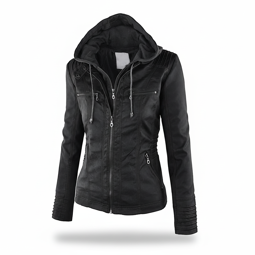 Lederjacke Mit Kapuze -  Elke