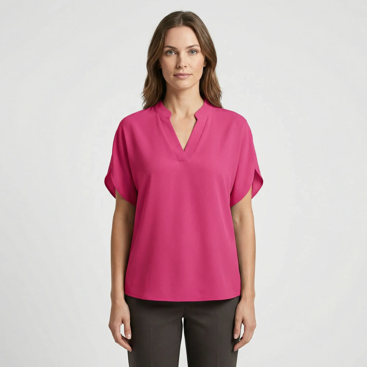 Leichte Kurzarm-Bluse Mit V-Ausschnitt - Susie