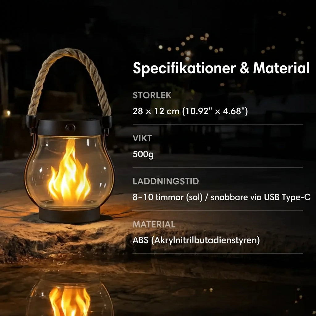 Solar Lantern Outdoor Light with Flickering Flame Effect 3