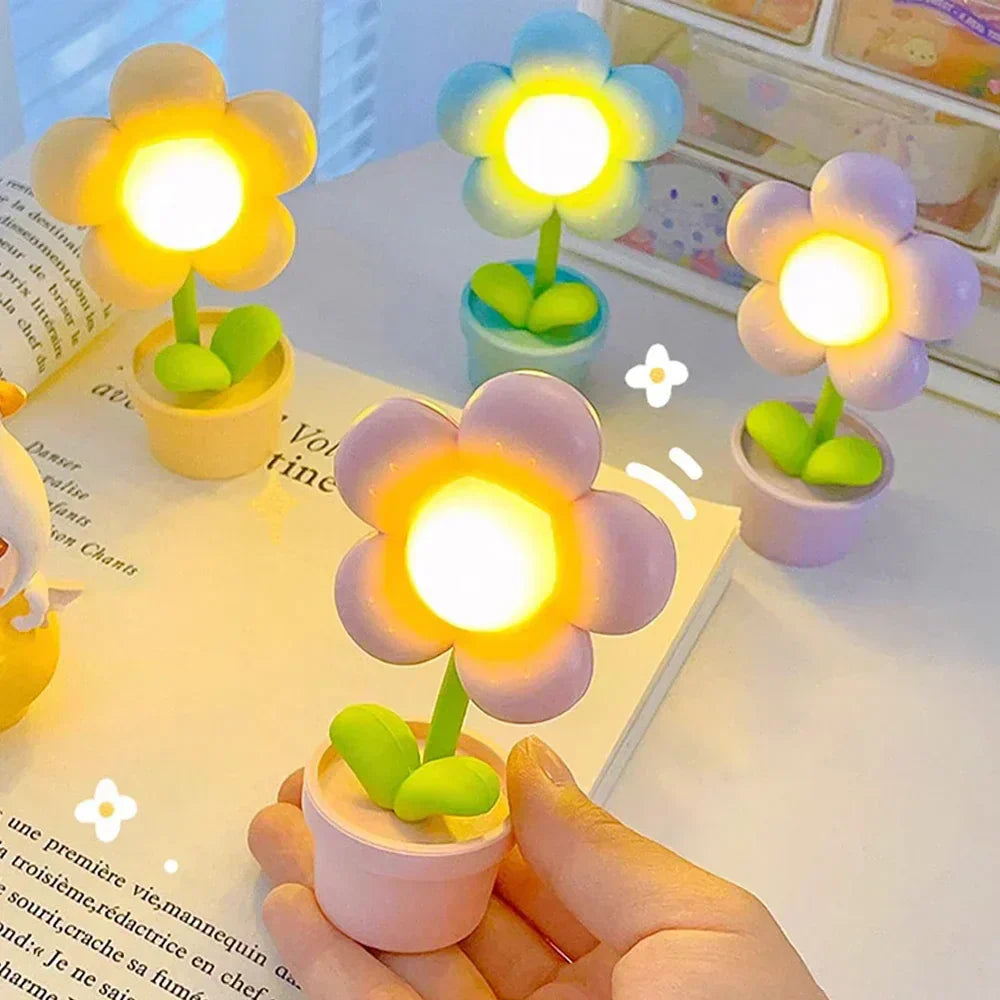 Mini-LED-Blumen-Nachtlicht, bunt, Tischlampe, Kinderzimmer, Dekoration, Schlafzimmer, Ambiente.