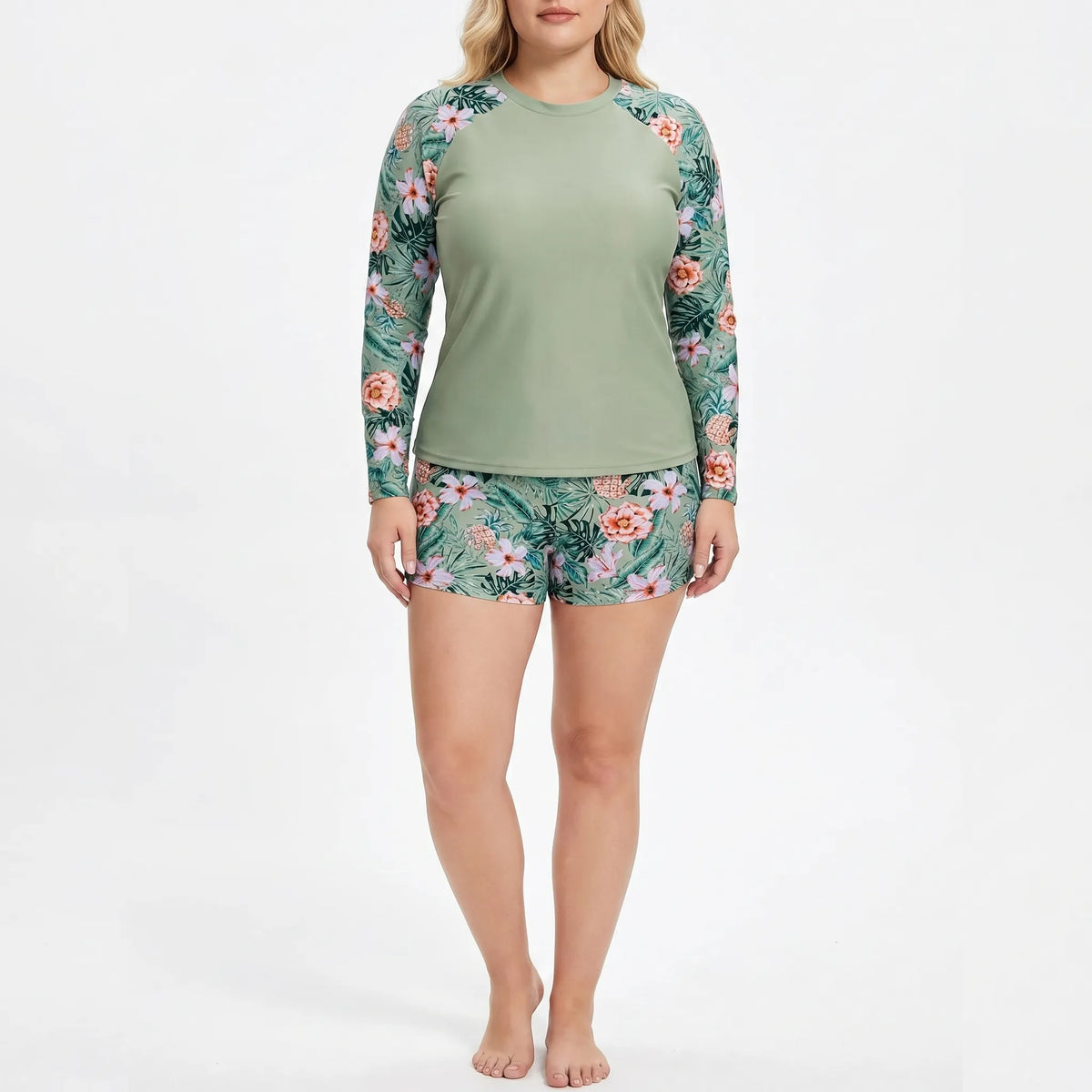 Plus Size Two-Piece Swimwear With Shorts - Geraldine