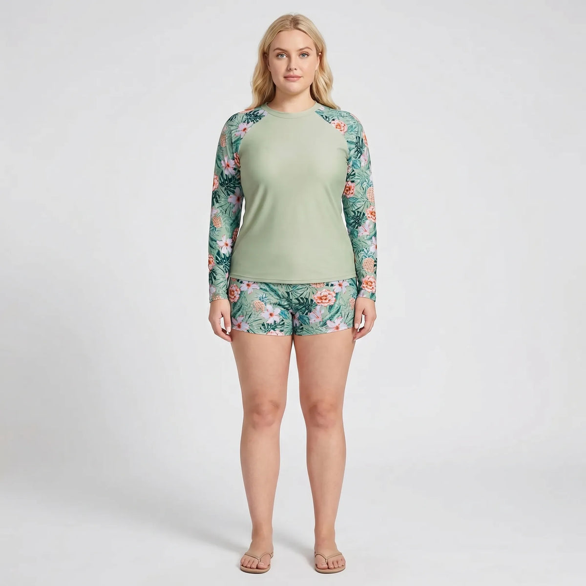Plus Size Two-Piece Swimwear With Shorts - Geraldine