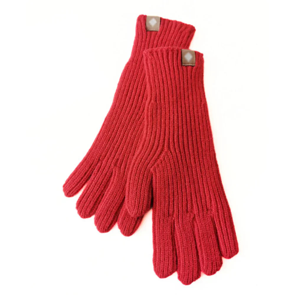 Rote Strickhandschuhe aus Wolle, warm, modisch, ideal für Winter, Damenmode, Accessoires.