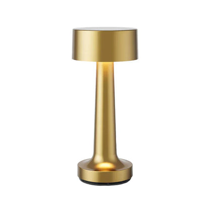 Goldene zylindrische Tischlampe für Restaurantbar, modernes Design, LED-Beleuchtung.