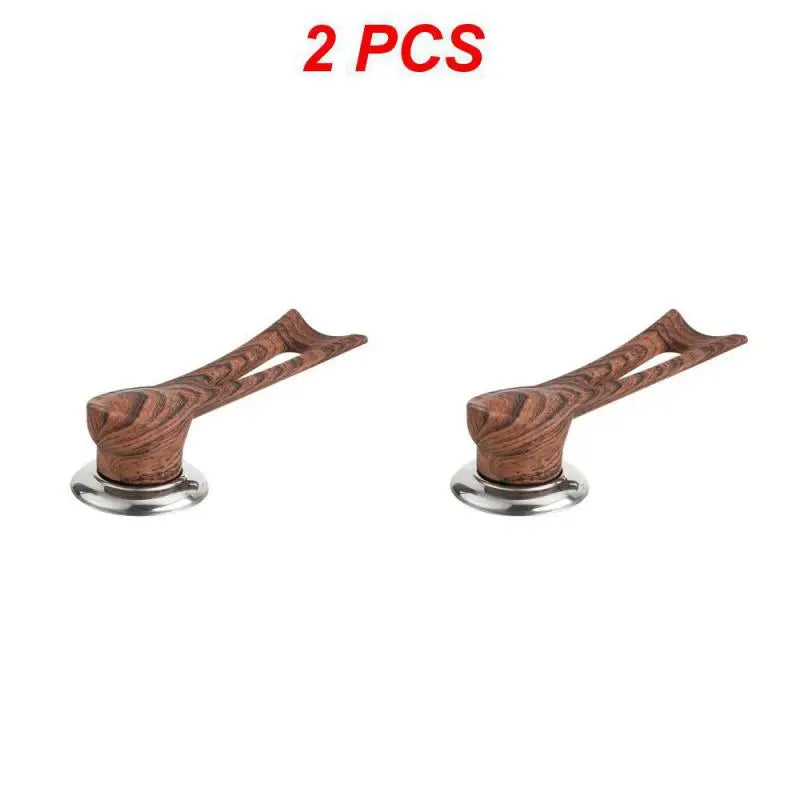 2 Stück Holzgriff für Topfdeckel, hitzebeständig, braun, Edelstahlbasis, Küchenausstattung.