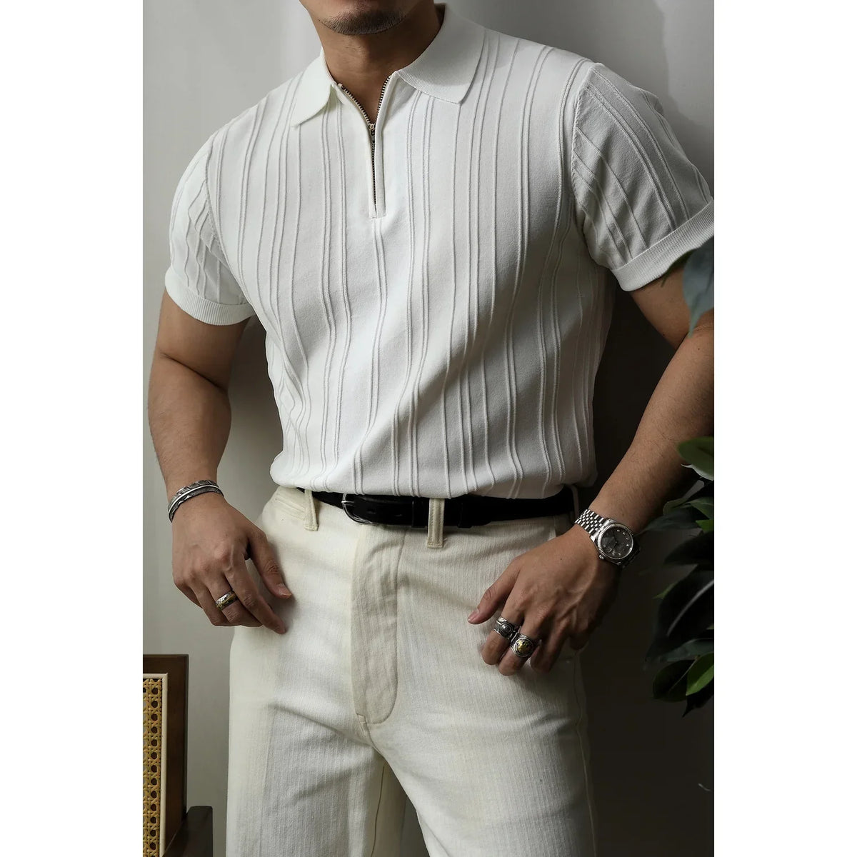 Slim Fit herrskjorta med dragkedja – Fabrizio