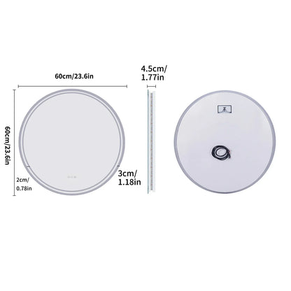 Runder LED-Spiegel 60cm, beleuchtet, Wandmontage, modernes Badezimmer-Design, energiesparend.