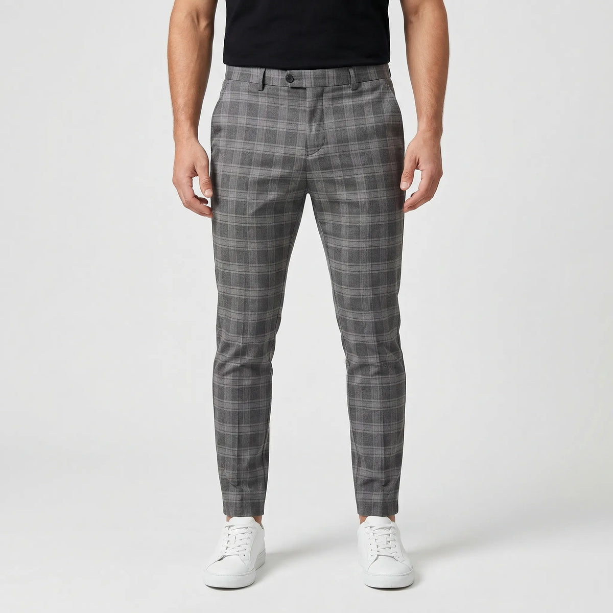 Slim Fit Cropped Check Trousers - Cornelius