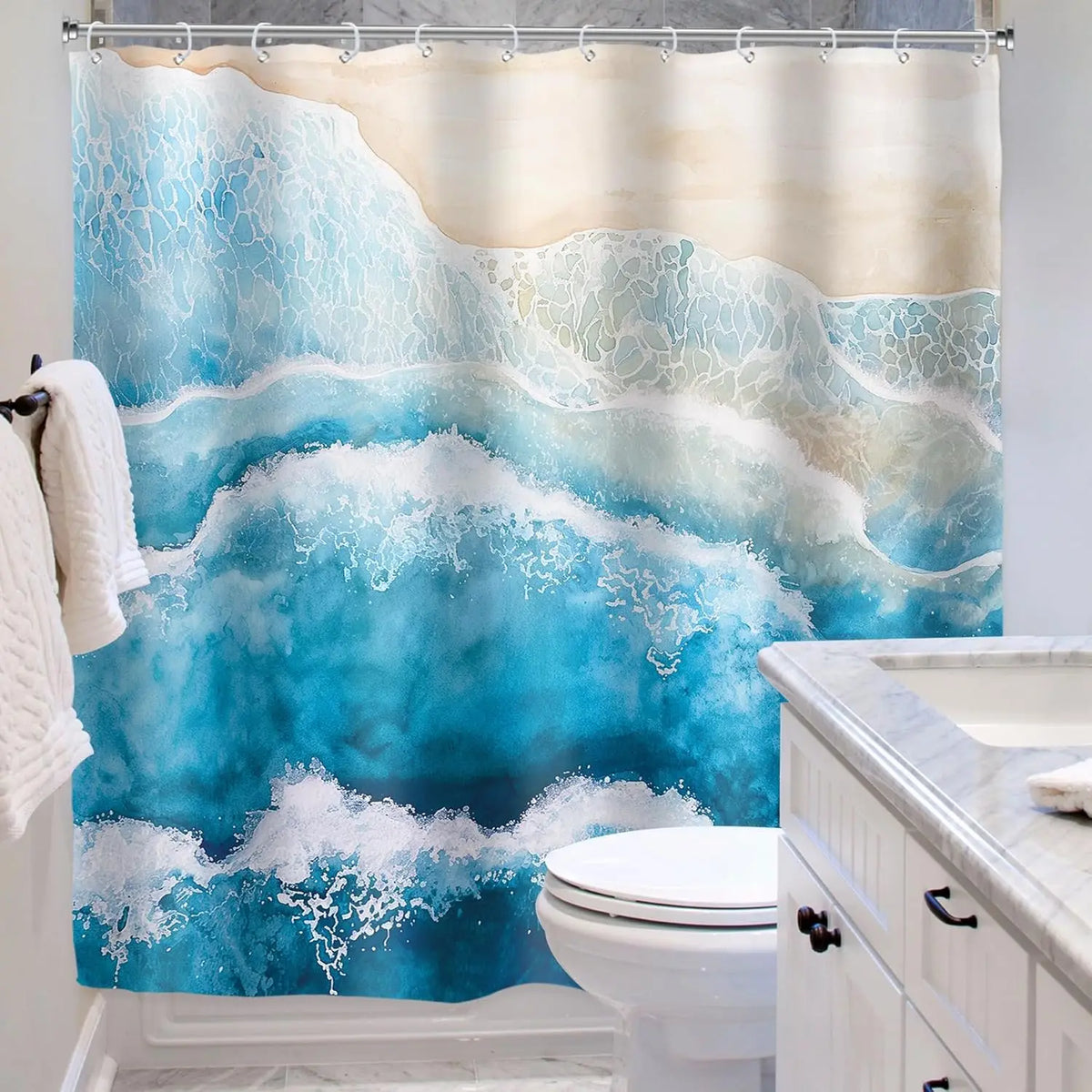 Wasserdichter Polyester Duschvorhang - Coastella