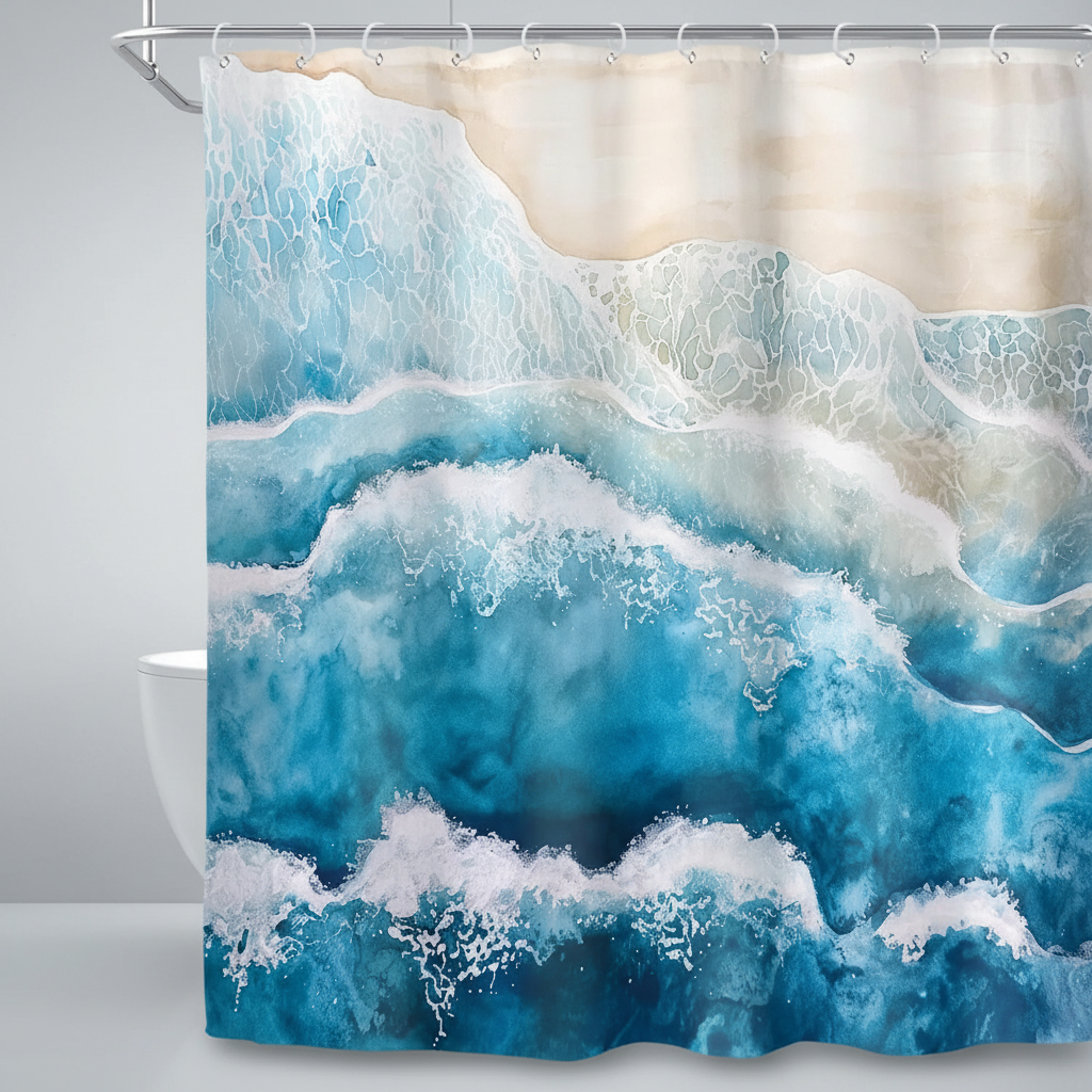 Wasserdichter Polyester Duschvorhang - Coastella