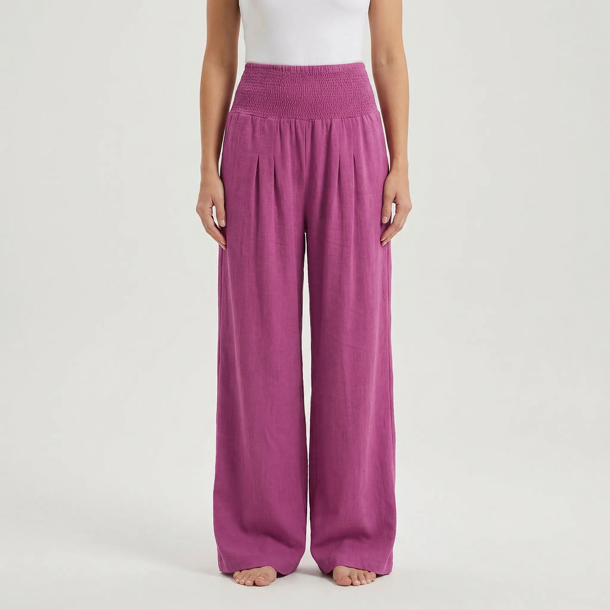 Wide-Leg High-Waist Summer Trousers - Sylvia