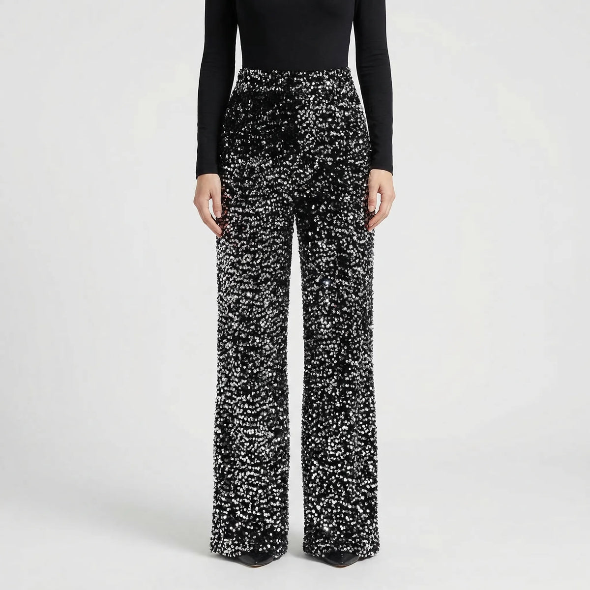 Wide-Leg Sequin Trousers Full Length - Molly