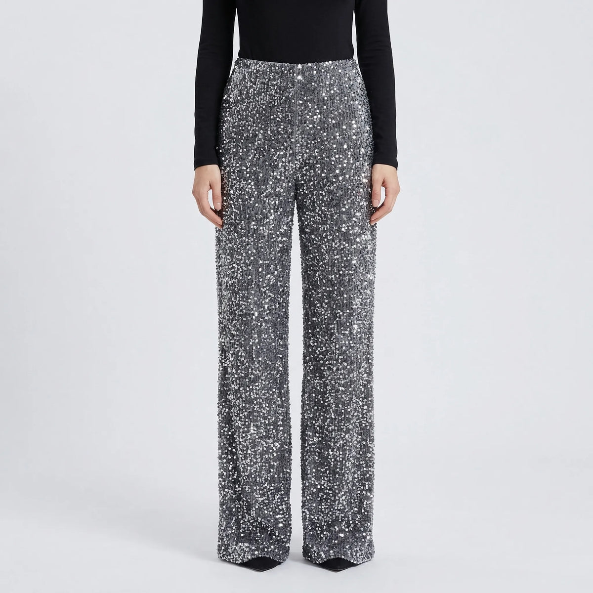 Wide-Leg Sequin Trousers Full Length - Molly
