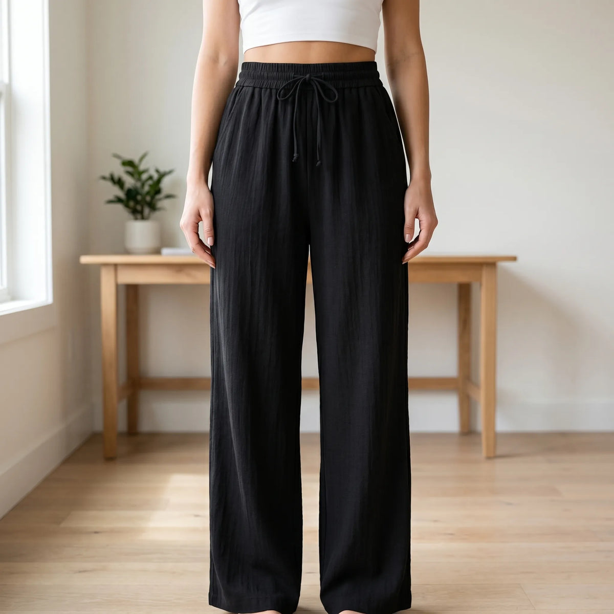 Wide Leg Casual Trousers - Peggy