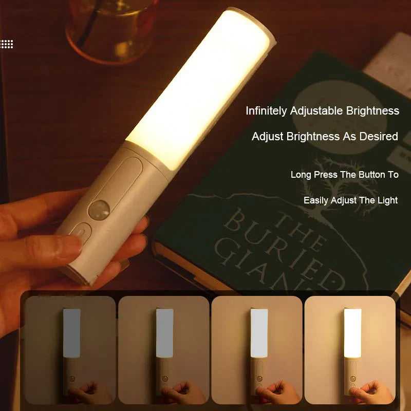 Tragbare LED-Lampe, dimmbar, weiß, für Nachttisch, modernes Design, USB-aufladbar.