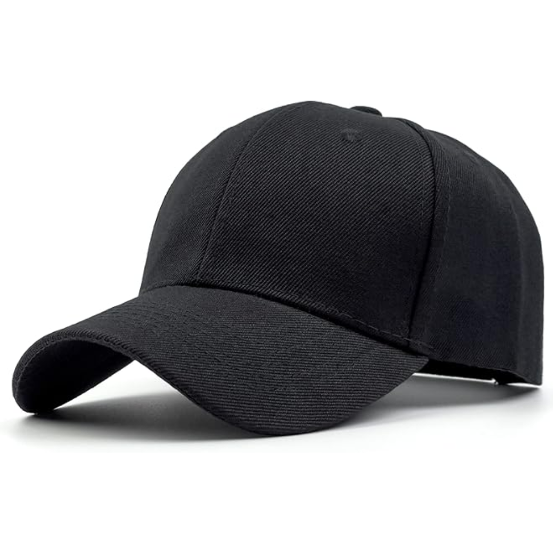 Schwarze Baseballkappe aus Baumwolle, verstellbar, Unisex, modisch, Freizeitkleidung.